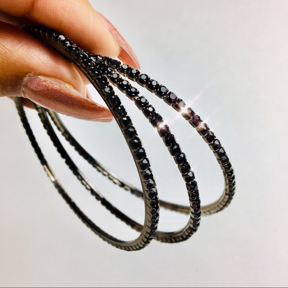 Black / Rhinestone Bangle Bracelet